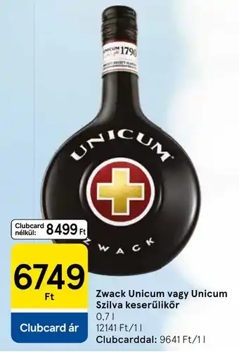 Zwack Unicum vagy Unicum Szilva keserűlikőr