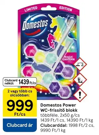 Tesco Domestos Power WC-frissítő blokk ajánlat