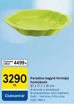 Tesco Paradiso kagyló formájú homokozó ajánlat
