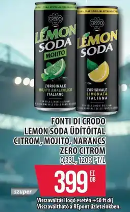 Coop Fonti di crodo lemon soda üdítőital citrom, mojito, narancs zero citrom ajánlat
