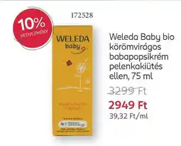 Rossmann Weleda Baby bio körömvirágos babapopsikrém pelenkakiütés ellen, 75 ml ajánlat
