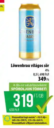 Coop LÖWENBRAU Világos sör ajánlat