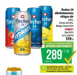 Coop Dreher 24 alkoholmentes világos sör ajánlat