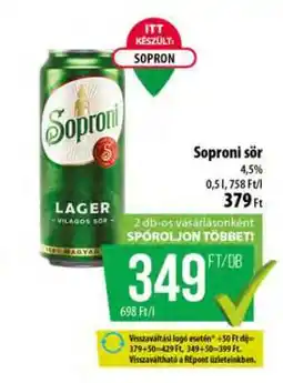 Coop Soproni sör ajánlat