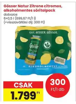 Interspar Gösser Natur Zitrone citromos, alkoholmentes söritalpack ajánlat