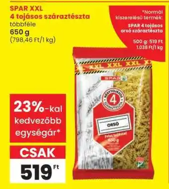 SPAR XXL 4 tojásos száraztészta