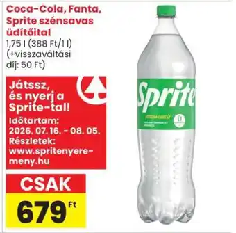 Spar Coca-Cola, Fanta, Sprite szénsavas üdítőital ajánlat