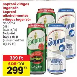 Spar Soproni világos lager sör, Soproni alkoholmentes világos lager sör ajánlat