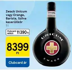 Tesco Zwack Unicum vagy Orange, Barista, Szilva keserűlikőr ajánlat