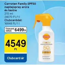 Tesco Carroten Family SPF50 naptej spray arcra és testre ajánlat