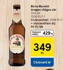 Tesco Birra Moretti üveges világos sör ajánlat