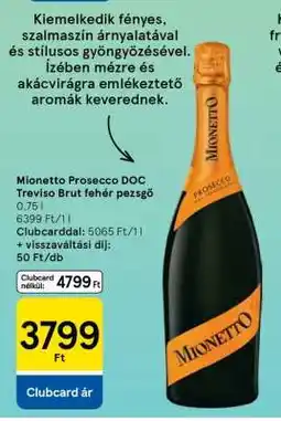 Tesco Mionetto Prosecco DOC Treviso Brut fehér pezsgő ajánlat