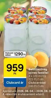 Tesco Befőttesüveg színes fedéllel ajánlat