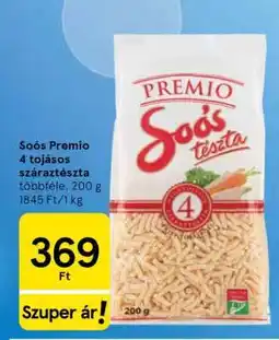 Tesco SOÓS PREMIO 4 TOJÁSOS SZÁRAZTÉSZTA ajánlat