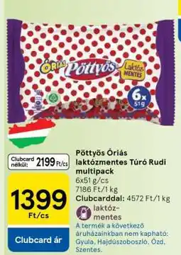 Tesco Pöttyös Óriás laktózmentes Túró Rudi multipack ajánlat