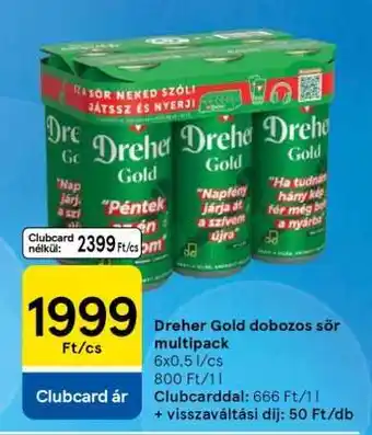 Tesco Dreher Gold dobozos sör multipack ajánlat