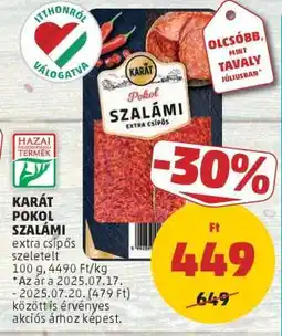PENNY Karát Pokol Szalámi ajánlat