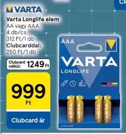 Tesco Varta Longlife elem ajánlat