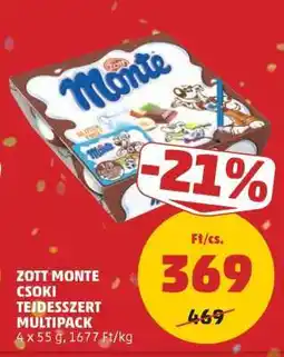 PENNY Zott Monte Csoki Tejdesszert Multipack ajánlat