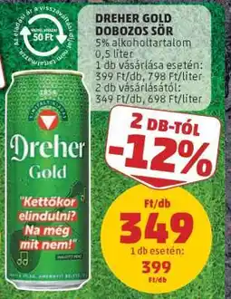 PENNY Dreher Gold Dobozos Sör ajánlat
