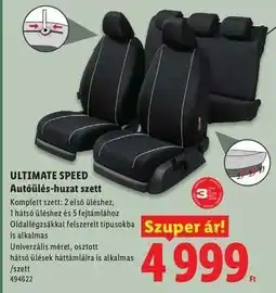 Lidl ULTIMATE SPEED Autóülés-huzat szett ajánlat