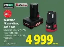 Lidl PARKSIDE Akkumulátor, 2 Ah / 4 Ah ajánlat