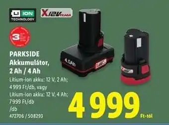 PARKSIDE Akkumulátor, 2 Ah / 4 Ah