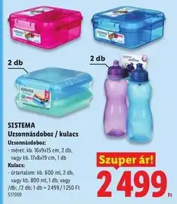 Lidl SISTEMA Uzsonnásdoboz / kulacs ajánlat