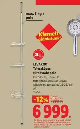 Lidl Livarno Teleszkópos fürdőszobapolc ajánlat