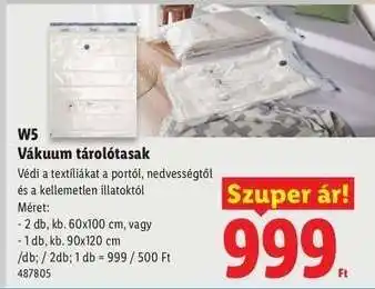 W5 Vákuum tárolótasak