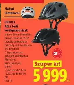 Lidl CRIVIT Női / férfi kerékpáros sisak ajánlat