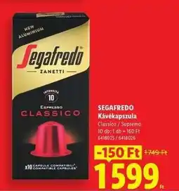 Lidl Segafredo kávékapszula ajánlat