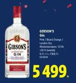 Lidl Gibson's gin ajánlat