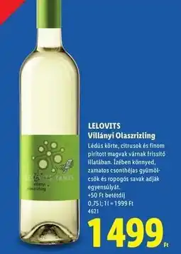 Lidl LELOVITS Villányi Olaszrizling ajánlat