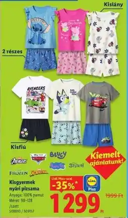 Lidl Kisgyermek nyári pizsama ajánlat