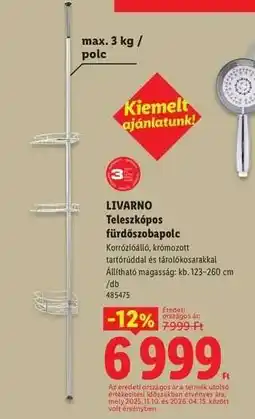 Lidl Livarno Teleszkópos fürdőszobapolc ajánlat