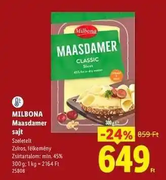 Lidl MILBONA Maasdamer sajt ajánlat
