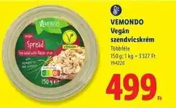 Lidl VEMONDO Vegán szendvicskrém ajánlat
