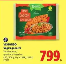 Lidl Vemondo Vegán gnocchi ajánlat