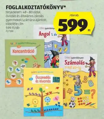 ALDI FOGLALKOZTATÓKÖNYV ajánlat