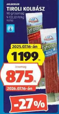 ALDI ARLBERGER TIROLI KOLBÁSZ ajánlat