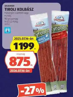 ALDI ARLBERGER TIROLI KOLBÁSZ ajánlat