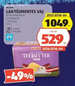 ALDI Milsani Laktózmentes Vaj ajánlat