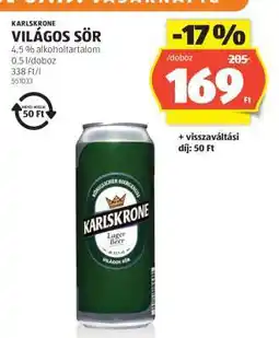 ALDI KARLSKRONE VILÁGOS SÖR ajánlat