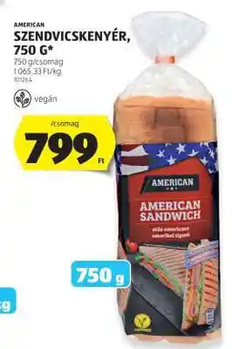 ALDI American Szendvicskenyér, 750 g ajánlat