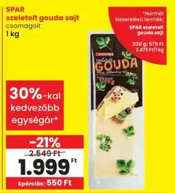 Spar SPAR szeletelt gouda sajt ajánlat