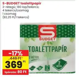 Spar S-BUDGET toalettpapír ajánlat