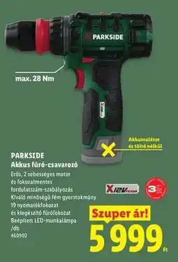 Lidl Parkside Akkus fúró-csavarozó ajánlat