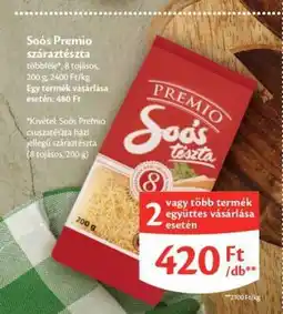EcoFamily Soós Premio száraztészta ajánlat