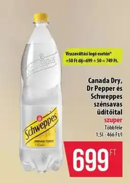 Coop Canada Dry, Dr Pepper és Schweppes szénsavas üdítőital ajánlat